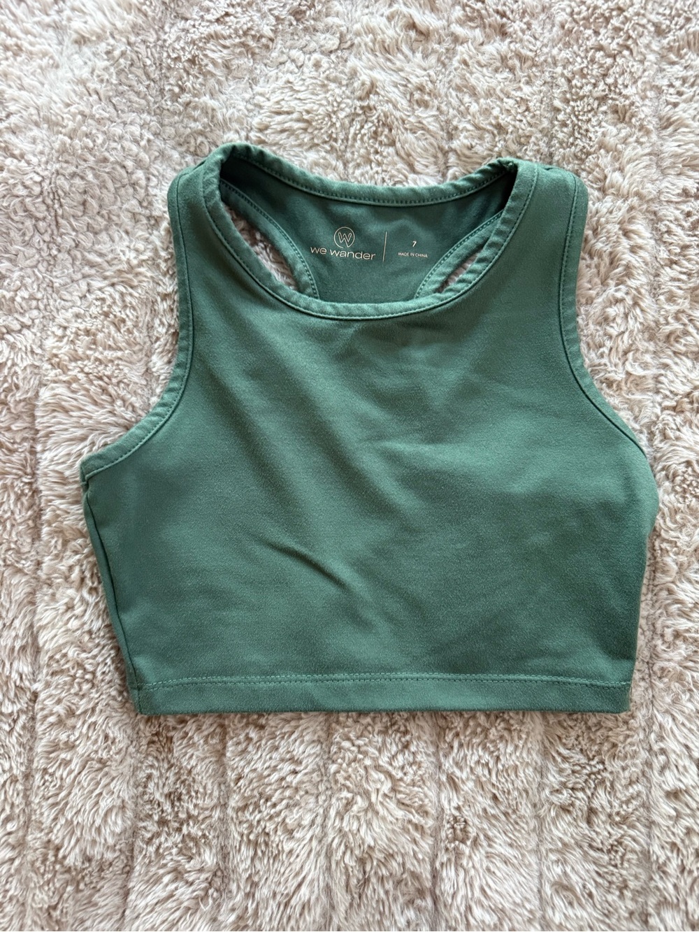 Girls Wander Olive Green Cropped Racerback Tank